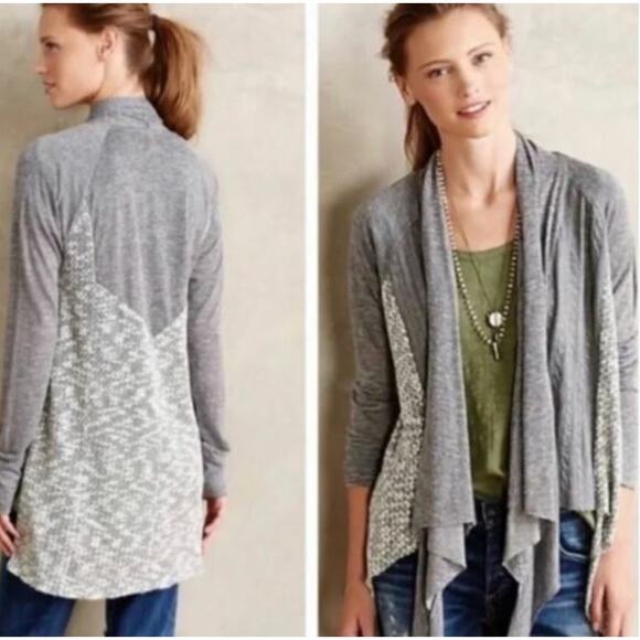 Anthropologie Tiny Boho Lace Open Draped Long Cardigan Size XS Ivory Cream Knit - Picture 12 of 12